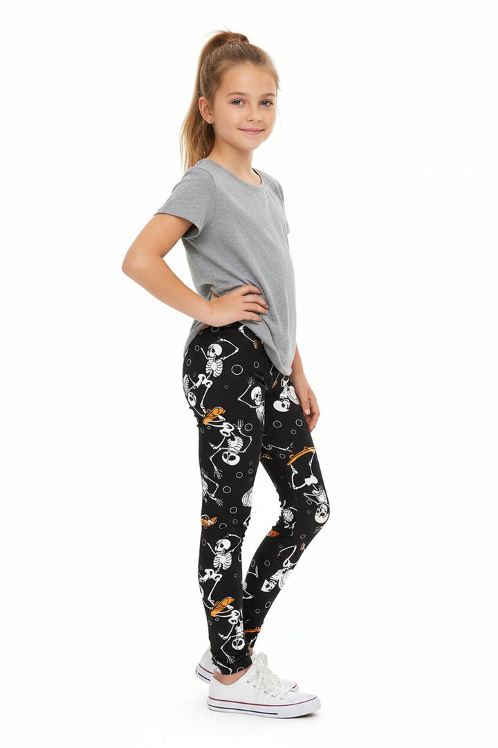 Buttery Smooth Skateboarding Skeletons Halloween Kids Leggings