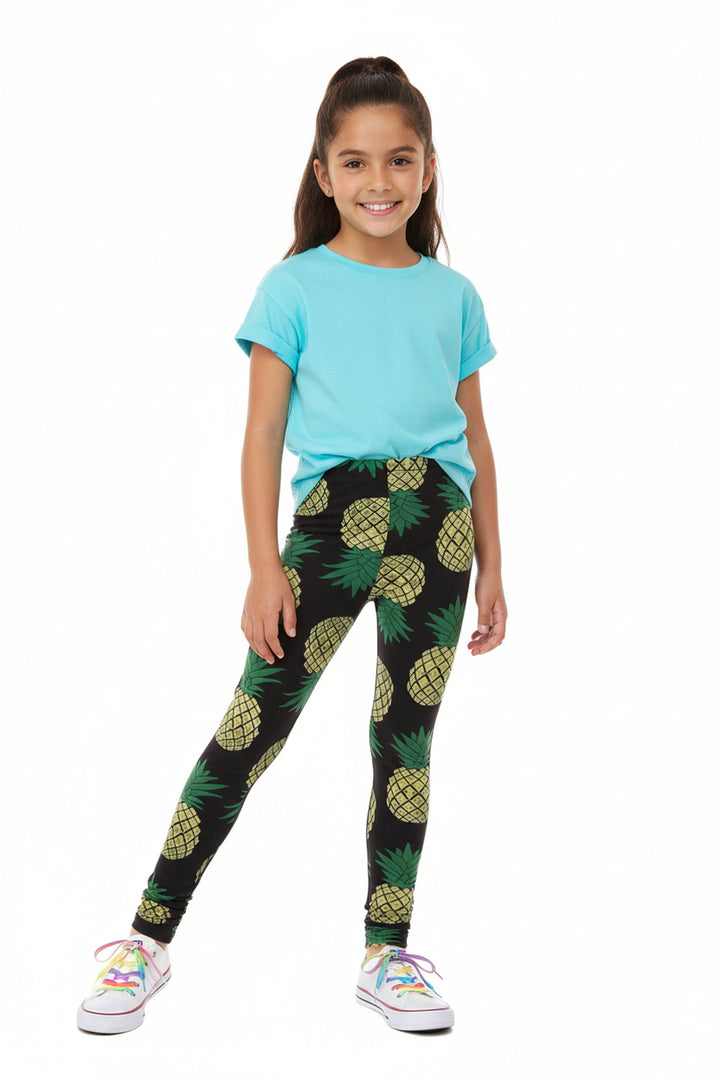 Buttery Smooth Green Pineapple Kids Leggings - EEVEE