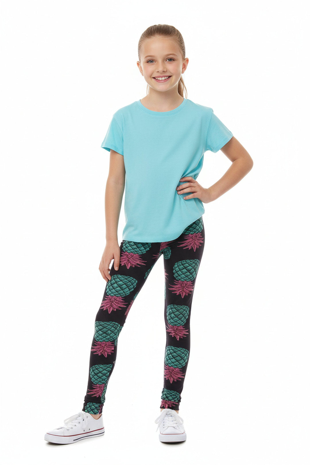 Buttery Smooth Teal Pineapple Kids Leggings - EEVEE