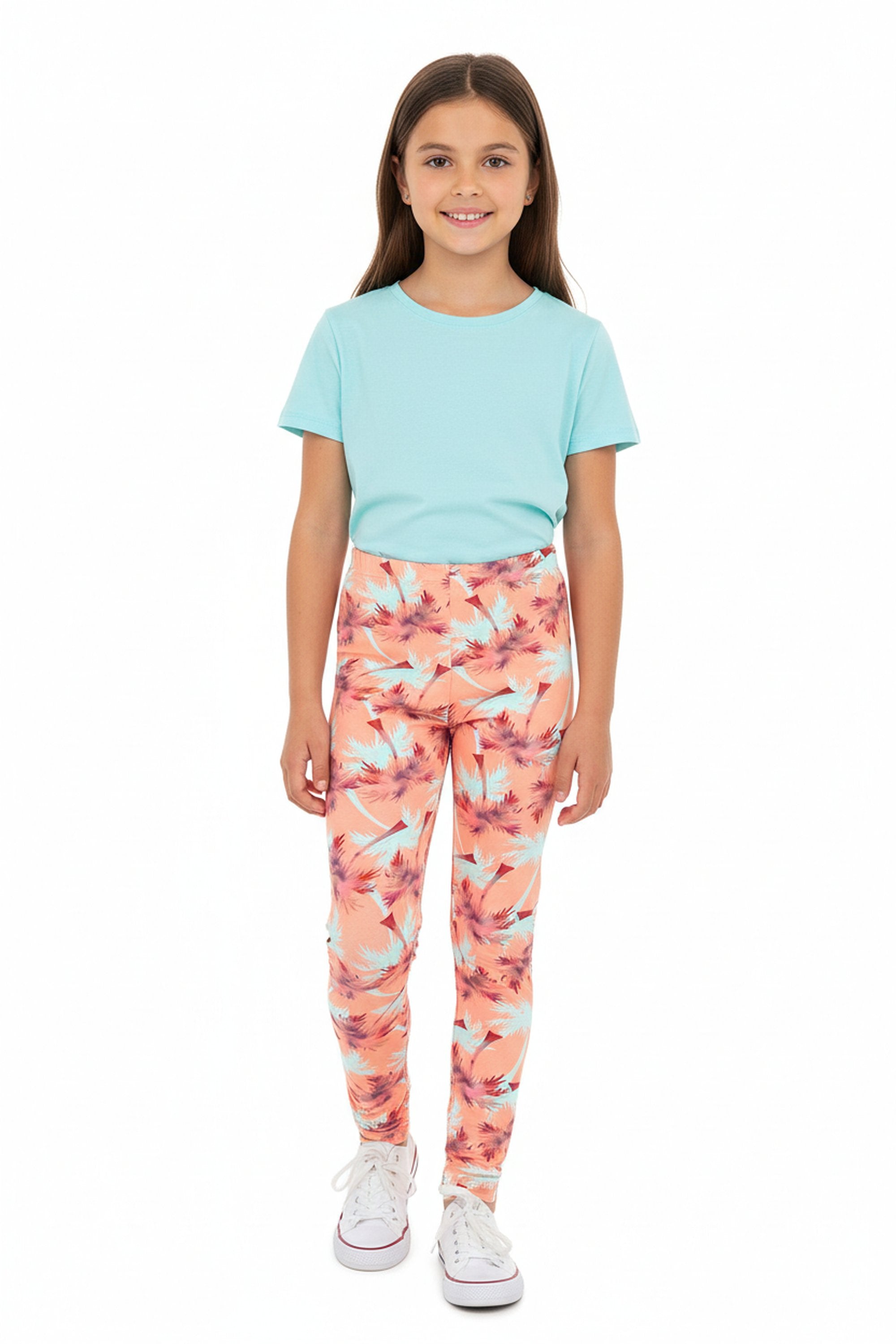 Buttery Smooth Peach Palm Trees Kids Leggings
