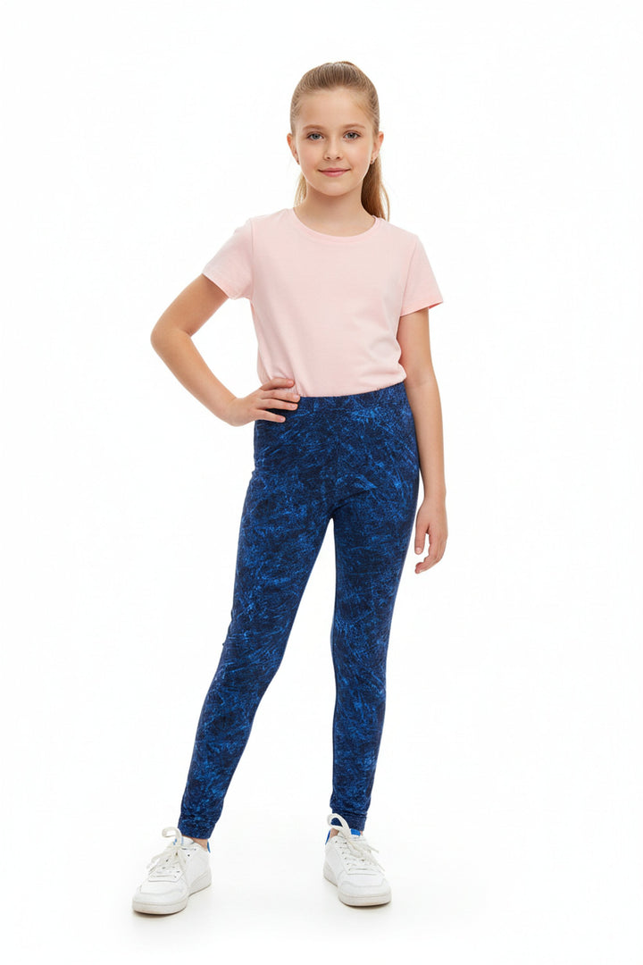 Buttery Smooth Distressed Blue Kids Leggings