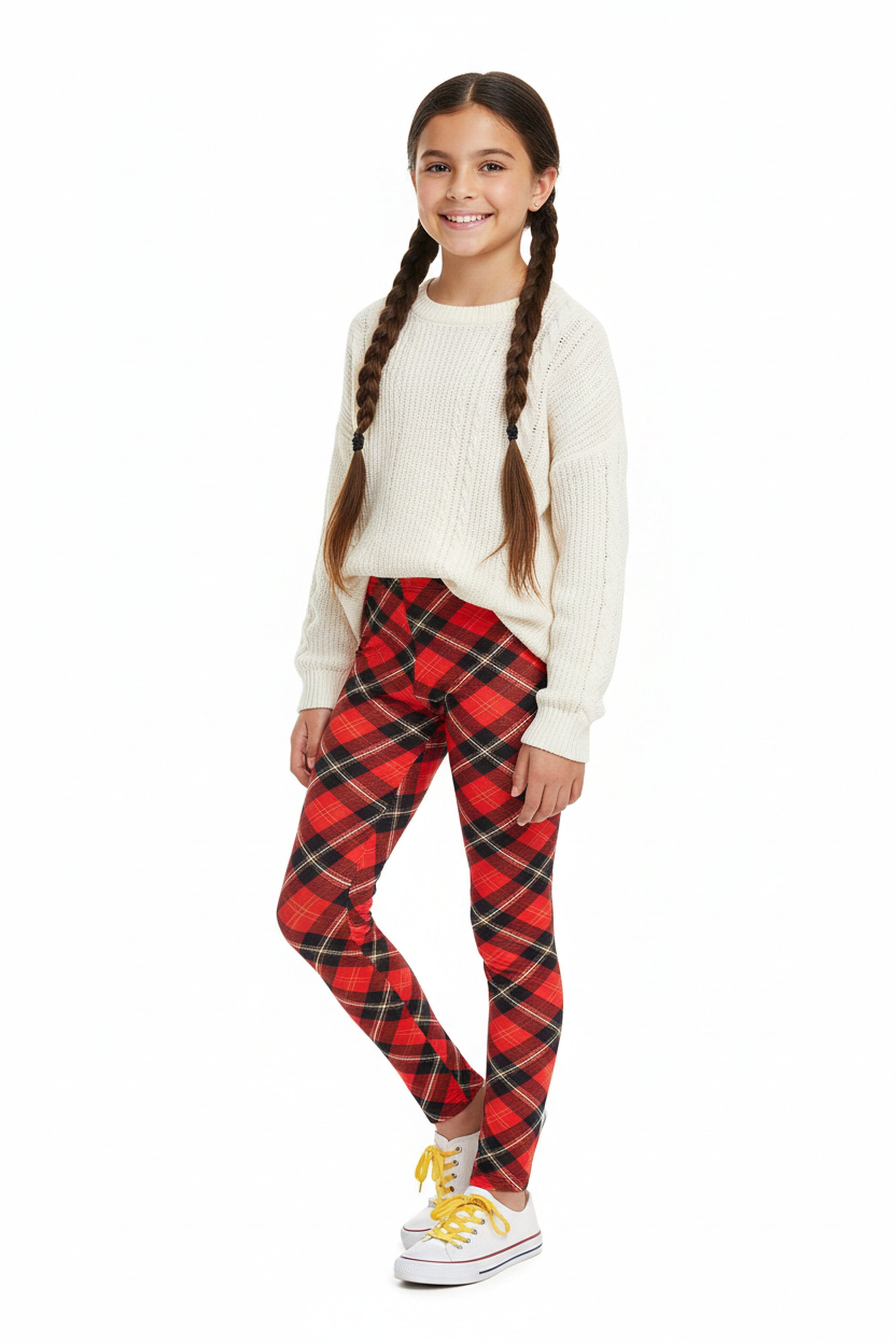 Buttery Smooth Classic Red Plaid Kids Leggings