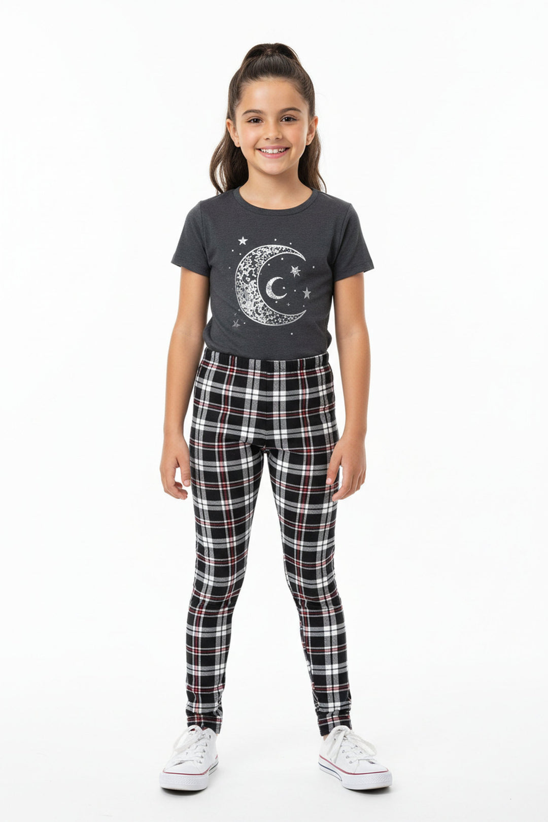 Buttery Smooth Burgundy Stripes Plaid Kids Leggings