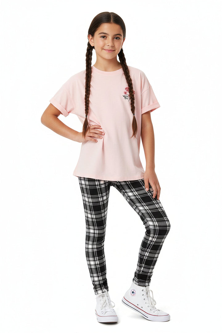 Buttery Smooth Monochrome Tartan Plaid Kids Leggings