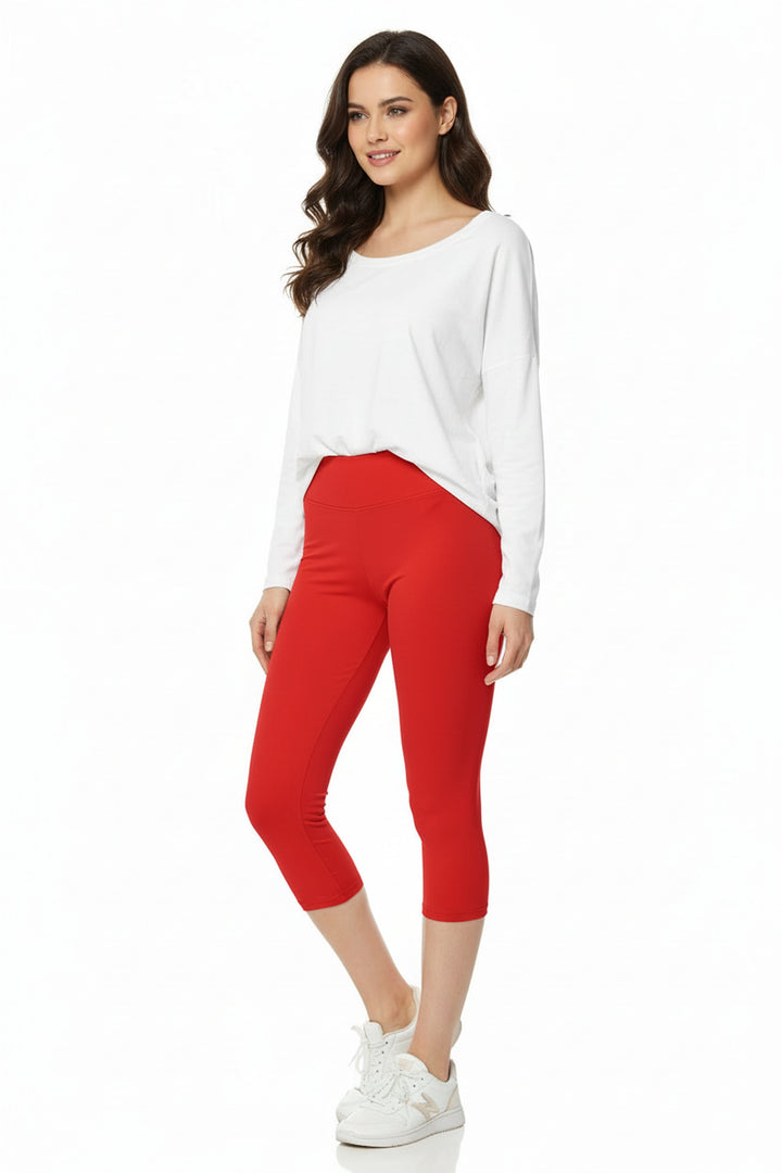 Buttery Smooth Basic Solid High Waisted Capri Leggings - Plus Size - 3 Inch Wiast - 1XL 2XL 3XL - New Mix
