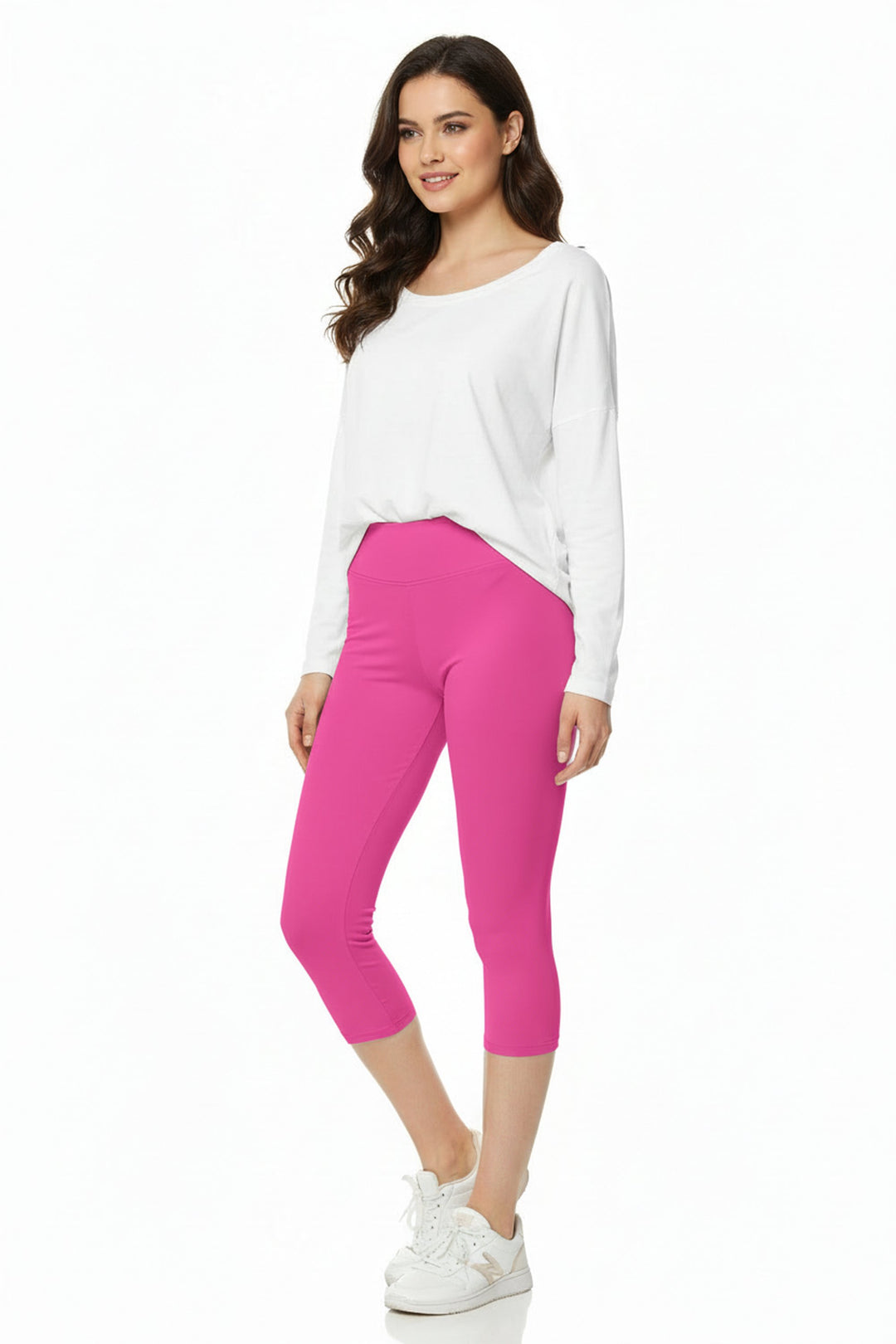 Buttery Smooth Basic Solid High Waisted Capri Leggings - Plus Size - 3 Inch Wiast - 1XL 2XL 3XL - New Mix