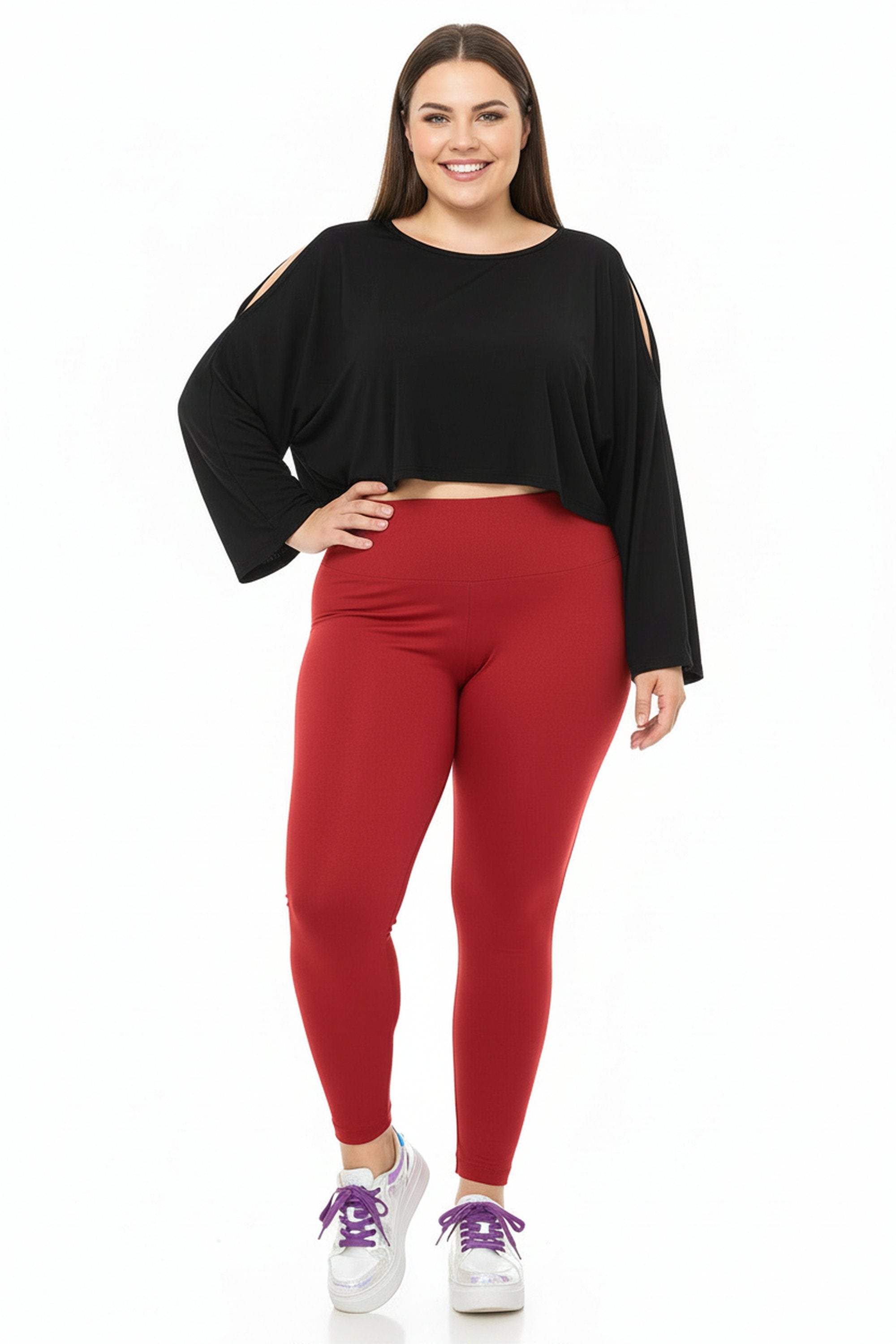 High Waisted Fleece Lined Leggings - Plus Size - 1XL 2XL 3XL - New Mix