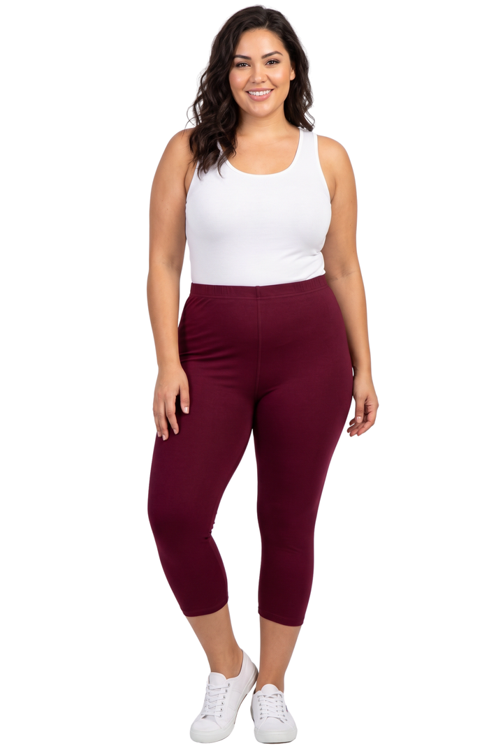 Buttery Smooth Basic Solid Capris Leggings - Extra Plus Size - 3XL 4XL 5XL