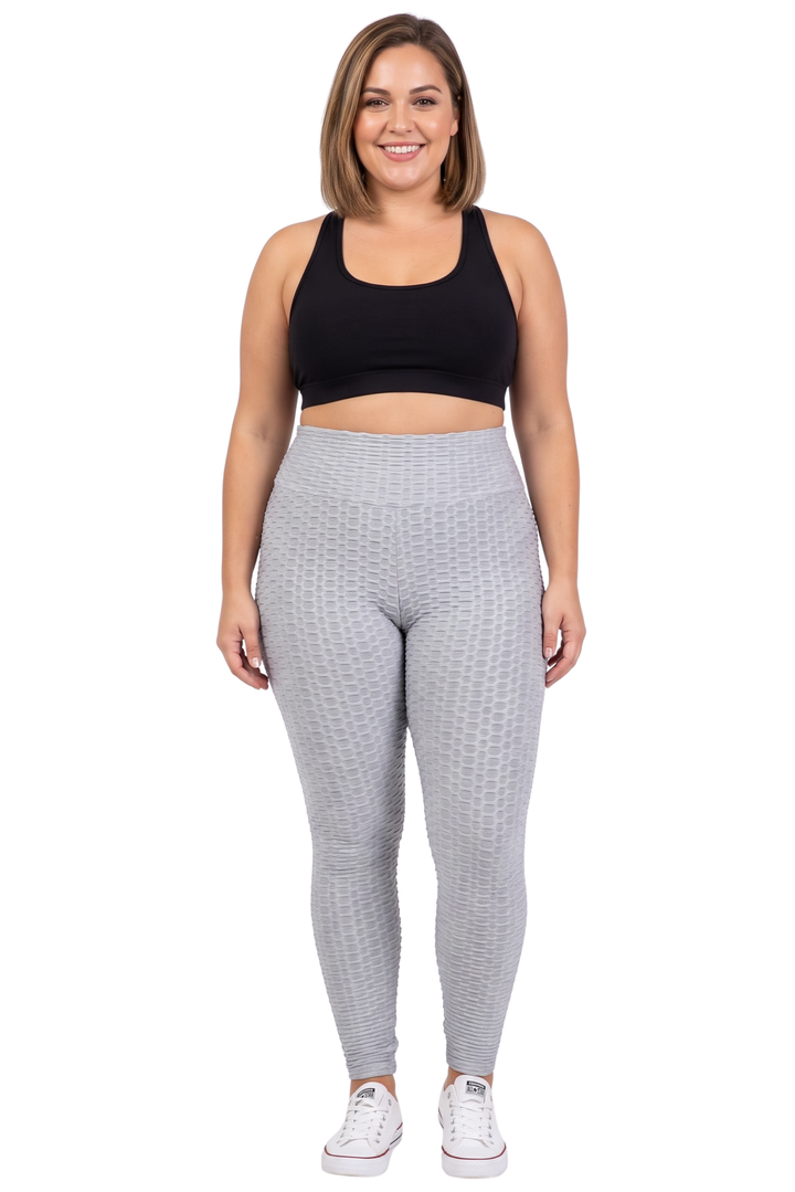 Scrunch Butt Textured High Waisted Leggings - Plus Size - 1XL 2XL 3XL with Pockets